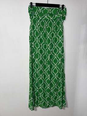 Escapada Green Geometric Ruffle Maxi Dress Size M